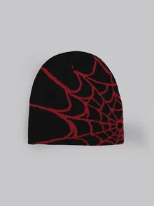 DareSee 1pc Unisex Multicolored Spider Web Pattern Knitted Hat For Parent-Matching, Fashionable Halloween - Spider Web - View 4