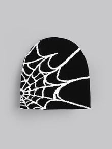 DareSee 1pc Unisex Multicolored Spider Web Pattern Knitted Hat For Parent-Matching, Fashionable Halloween - Spider Web - View 3