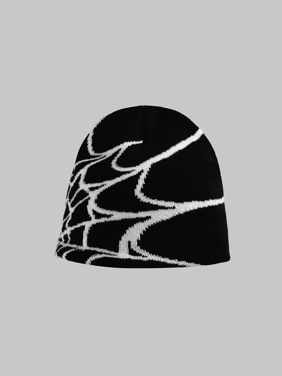 DareSee 1pc Unisex Multicolored Spider Web Pattern Knitted Hat For Parent-Matching, Fashionable Halloween - Spider Web - View 1