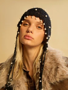 Tropiscape 波西米亚复古手工流苏时尚红色球帽女式头巾帽冬季护耳绷带帽针织保暖帽户外保暖帽，适合滑雪和旅行，秋季配饰圣诞礼物 - 彩色 - 查看 5