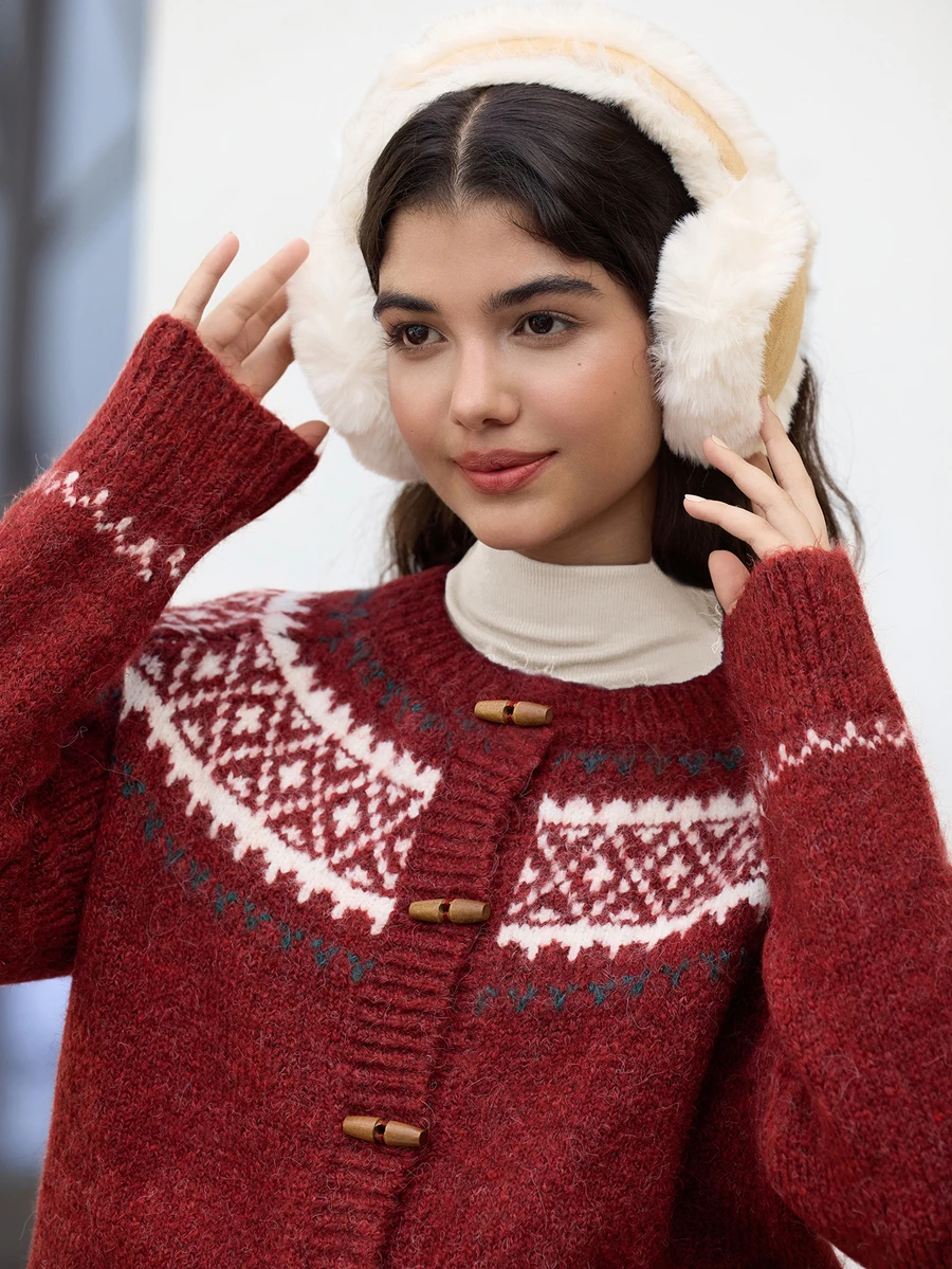 قطعة واحدة من أغطية الأذن باللون الخاكي الدافئة مناسبة للارتداء في الخارج واليومي في فصلي الخريف والشتاء للتزلج والاحتفاظ بالدفء، هدايا عيد الميلاد