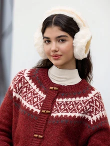 قطعة واحدة من أغطية الأذن باللون الخاكي الدافئة مناسبة للارتداء في الخارج واليومي في فصلي الخريف والشتاء للتزلج والاحتفاظ بالدفء، هدايا عيد الميلاد