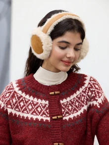 قطعة واحدة من أغطية الأذن باللون الخاكي الدافئة مناسبة للارتداء في الخارج واليومي في فصلي الخريف والشتاء للتزلج والاحتفاظ بالدفء، هدايا عيد الميلاد