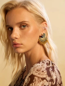 Tropiscape 孔雀装饰耳环 女士吊坠耳环 圣诞礼物 - 彩色 - 查看 3