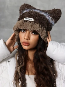 DareSee 1顶手工针织可爱猫耳水母帽，女士款，秋冬新款朋克甜美Y2K柔软针织帽，时尚百搭圣诞礼物 - 針織帽 - 查看 2