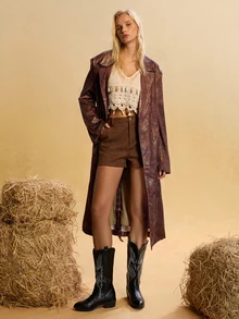 Tropiscape 2025秋冬季优雅女士时尚刺绣西部靴，高跟刺绣西部靴，时尚刺绣牛仔靴，白色、棕色和黑色套穿式中筒平底女靴，圣诞礼物 - 黑色 - 查看 5