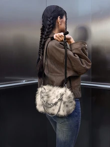 DareSee حقيبة كتف قابلة للتحويل خفيفة الوزن بنمط التعتيق والسلسلة المعدنية، حقيبة كروس بطبعة الكلان التارتان، هدايا عيد الميلاد - متعدد الألوان - مشاهدة 2