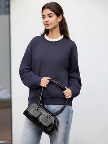 Hatastic Bolso de mano de mujer con múltiples bolsillos, bolso de gran capacidad para ir al trabajo, adecuado para usar en primavera/verano, festivales de música, asistir a fiestas, regalo (incluye colgante), bolso de estilo callejero y japonés para mujeres, regalo de Navidad - Negro - Ver 4