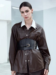 CHICVUE 1 pieza Cinturón de mujer de unicolor, casual, vintage y elegante de piel de PU, adecuado para vestidos, abrigos, suéteres, versátil cinturón elástico para la cintura, negro, ideal para verano, escuela, otoño, regalos de Navidad - Multicolor - Ver 1