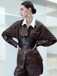 CHICVUE 1 pieza Cinturón de mujer de unicolor, casual, vintage y elegante de piel de PU, adecuado para vestidos, abrigos, suéteres, versátil cinturón elástico para la cintura, negro, ideal para verano, escuela, otoño, regalos de Navidad - Multicolor - Ver 2