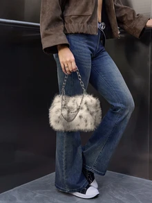 DareSee حقيبة كتف قابلة للتحويل خفيفة الوزن بنمط التعتيق والسلسلة المعدنية، حقيبة كروس بطبعة الكلان التارتان، هدايا عيد الميلاد - متعدد الألوان - مشاهدة 3