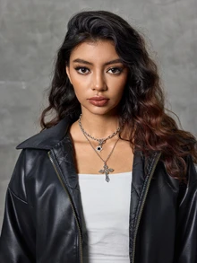 DareSee 2 Stück Gothic Vintage Punk Stil Kreuz Stern Anhänger Halsketten für Frauen, Weihnachtsgeschenke