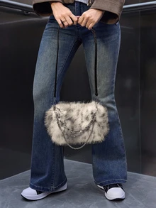 DareSee حقيبة كتف قابلة للتحويل خفيفة الوزن بنمط التعتيق والسلسلة المعدنية، حقيبة كروس بطبعة الكلان التارتان، هدايا عيد الميلاد - متعدد الألوان - مشاهدة 4