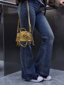 DareSee Crocodile Embossed Bucket Bag Mini Drawstring Design Funky Gifts - Gold - View 5