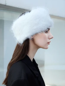 CHICVUE 1pc Fashionable Faux Rabbit Fur Warm Topless Headband Hat Gifts - Multicolor - View 4