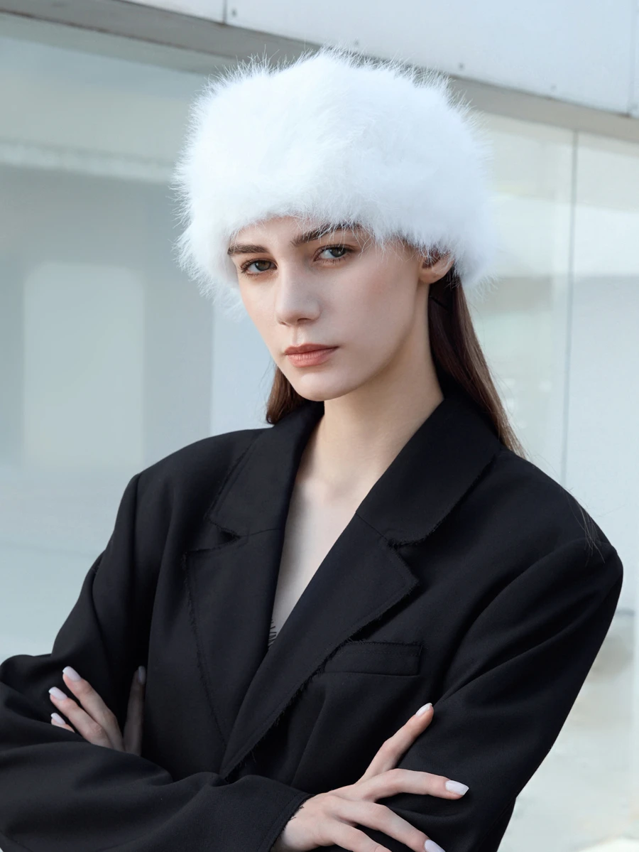 CHICVUE 1pc Fashionable Faux Rabbit Fur Warm Topless Headband Hat Gifts - Multicolor - View 1
