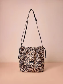 Hatastic Nueva moda Bolso de cubo con cordón de gran capacidad y peso ligero para mujeres, bolso cruzado para regalos de festivales de música - Marrón - Ver 2