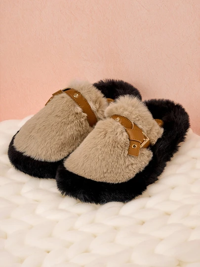 Hatastic 2025新款女士厚底毛绒拖鞋，闭趾套脚凉鞋，加厚防水台，适合春、秋、冬三季室内/室外、办公室穿着，尺码35-40，圣诞礼物之选