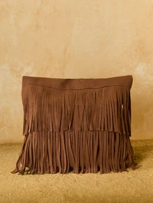 Tropiscape Túi đeo vai/túi dưới cánh tay cỡ trung bình, nhẹ, kiểu dáng vintage bằng da lộn với tua rua, màu đỏ tía, nâu, cà phê, thiết kế độc đáo năm 2024, phong cách thời trang Mỹ, phù hợp cho phụ nữ và bé gái, túi tote dung tích lớn, quà tặng phong cách Cottagecore, trang phục mùa hè. - Cà phê nâu - Xem 4