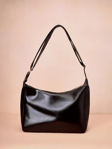 新款纹理手提包 时尚休闲通勤斜挎包 柔软手提包 女士大容量百搭高档质感小众通勤包 礼品 音乐节 - 咖啡棕 - 查看 3