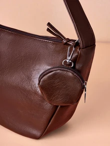 Hatastic Bolso de hombro y bandolera de moda para damas con monedero, de material PU suave para atuendos diarios y de oficina, regalo de Navidad - Café integral - Ver 4