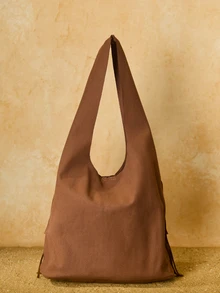 Tropiscape Túi đeo vai/túi dưới cánh tay cỡ trung bình, nhẹ, kiểu dáng vintage bằng da lộn với tua rua, màu đỏ tía, nâu, cà phê, thiết kế độc đáo năm 2024, phong cách thời trang Mỹ, phù hợp cho phụ nữ và bé gái, túi tote dung tích lớn, quà tặng phong cách Cottagecore, trang phục mùa hè. - Cà phê nâu - Xem 3