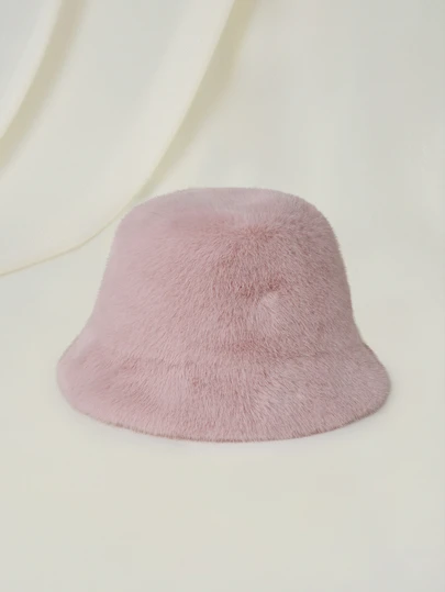 Clariva 秋冬季女士毛绒帽，时尚保暖新款毛绒渔夫帽，百搭纯色休闲涤纶防风针织帽，秋季穿搭，圣诞礼物