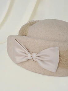 Clariva 1pc Women's Autumn/Winter New Wool Beret Hat With Net Mesh, Vintage Elegant British Style Painter Cap Gifts - A - View 4