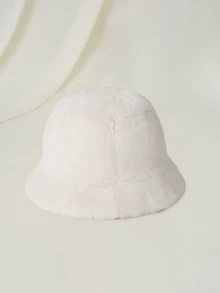 Clariva 新款时尚个性百搭仿貂绒渔夫帽，女士秋冬款，韩版百搭渔夫帽，毛绒保暖帽，休闲涤纶纯色防风保暖帽，秋冬圣诞礼物 - 彩色 - 查看 1