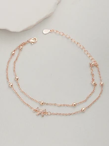 Clariva 1pc Exquisite & Luxury Double Layered Bow-Knot Design Bracelet Valentines Gifts - Rose Gold - View 1