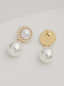 Clariva 优雅复古仿珍珠水滴耳环 圣诞礼物 - 白色 - 查看 5