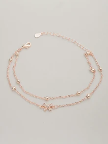 Clariva 1pc Exquisite & Luxury Double Layered Bow-Knot Design Bracelet Valentines Gifts - Rose Gold - View 3