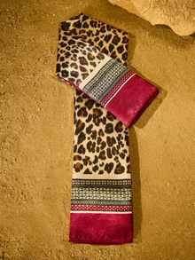 Tropiscape 1pc Women's 90CM Fashion Scarf With Leopard Print, Satin Square Bandana Headscarf, Spring/Summer Gifts Cottagecore,SummerOutfit - Burgundy - View 2