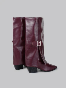 DareSee Women's High Heel Boots, Pointed Toe Chunky Heel Wedge Cowgirl Style Thigh High Boots, Retro Knee-High Boots, Fashion Western Boots Gifts