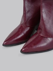 DareSee Women's High Heel Boots, Pointed Toe Chunky Heel Wedge Cowgirl Style Thigh High Boots, Retro Knee-High Boots, Fashion Western Boots Gifts