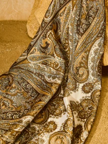 Tropiscape 1 Stück Bedruckter Bandana-Schal aus Kunstseide, Multifunktionales Haaraccessoire, Damen-Schal, Seidenschal, Weihnachtsgeschenk - Braun - Übersicht 4