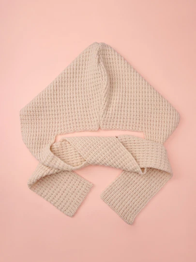 Hatastic 1 pieza Bufanda con capucha de punto de cable de unicolor negro/beige/caqui/marrón para mujer, adecuada para citas, salidas, uso diario, regalos, festivales de música