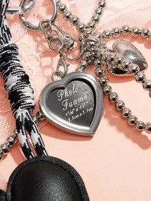 1件Y2K奢华哥特风手工串珠银色CCB蝴蝶结，滴油皮革心形编织绳钥匙扣/包包挂件，适合女性日常佩戴，节日礼物/伴娘礼物/蝴蝶结礼物/音乐节礼物 - 黑色 - 查看 4