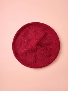 Hatastic 英伦复古街头风贝雷帽，适合女孩秋冬季节佩戴，针织艺术画家帽，百搭保暖帽，休闲圣诞礼物 - 酒紅色 - 查看 2