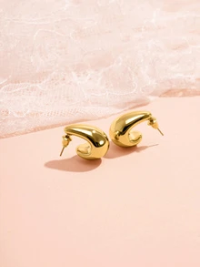 Hatastic 1对简约几何水滴形耳钉，欧美风格耳环，女士圣诞礼物 - 水滴 - 查看 5