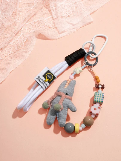 Hatastic 新款可爱兔子吊坠卡通动物钥匙扣背包挂饰包包挂件配饰，时尚女士礼物，沙特国庆节用品，包包装饰，爱情护身符圣诞礼物