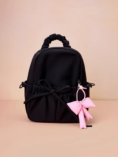 Hatastic 大容量轻便背包，蝴蝶结装饰功能性背包，多功能学生背包，带蝴蝶结吊坠的休闲旅行背包，大容量，可调节肩带，适合毕业生、青少年女孩、大学新生、大二学生、大三学生、大四学生、高中生，非常适合户外活动。