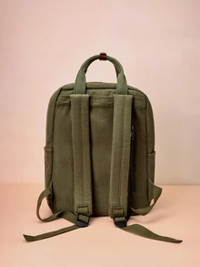 Hatastic 极简灯芯绒大容量双肩包，书包，学生背包，大容量，经典休闲，轻便，适合青少年、女性、大学生、初中生、高中生，户外、旅行、郊游、度假、小学礼物、音乐节 - 綠色 - 查看 3