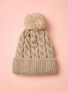 Hatastic 1顶保暖内衬滑雪帽，男女通用Y2K风格针织帽，休闲百搭冬季保暖帽，适合日常通勤、音乐节等场合，也是馈赠佳品。 - 卡其色 - 查看 2