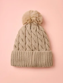 Hatastic 1顶保暖内衬滑雪帽，男女通用Y2K风格针织帽，休闲百搭冬季保暖帽，适合日常通勤、音乐节等场合，也是馈赠佳品。 - 卡其色 - 查看 3