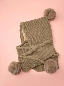 Hatastic 女士针织帽带围巾，可爱毛球护耳，厚实保暖，适合秋冬季节和圣诞节送礼 - 帽子 - 查看 6