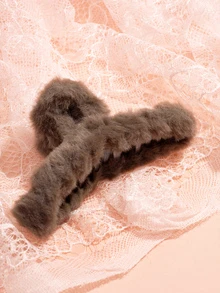 Hatastic 3pcs/Set Plush Hair Clips, 3 Colors (Beige + Coffee + Pink), 11cm Criss-Cross Design Hair Accessories Women Claw Clip Autumn Accessories Fall Winter For Vacation Outfits Woman Gifts - 3pcs (pink + Coffee + White) 11cm Cross Clip - View 2