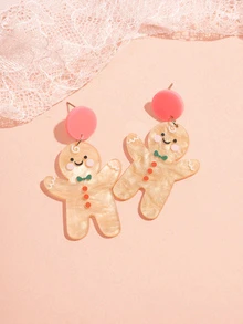 Hatastic 3对新年姜饼人猫咪花环亚克力吊坠耳环套装，派对节日礼物，珠宝礼品，音乐节 - 彩色 - 查看 6