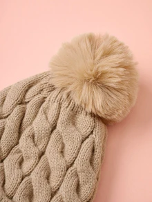 Hatastic 1顶保暖内衬滑雪帽，男女通用Y2K风格针织帽，休闲百搭冬季保暖帽，适合日常通勤、音乐节等场合，也是馈赠佳品。 - 卡其色 - 查看 5