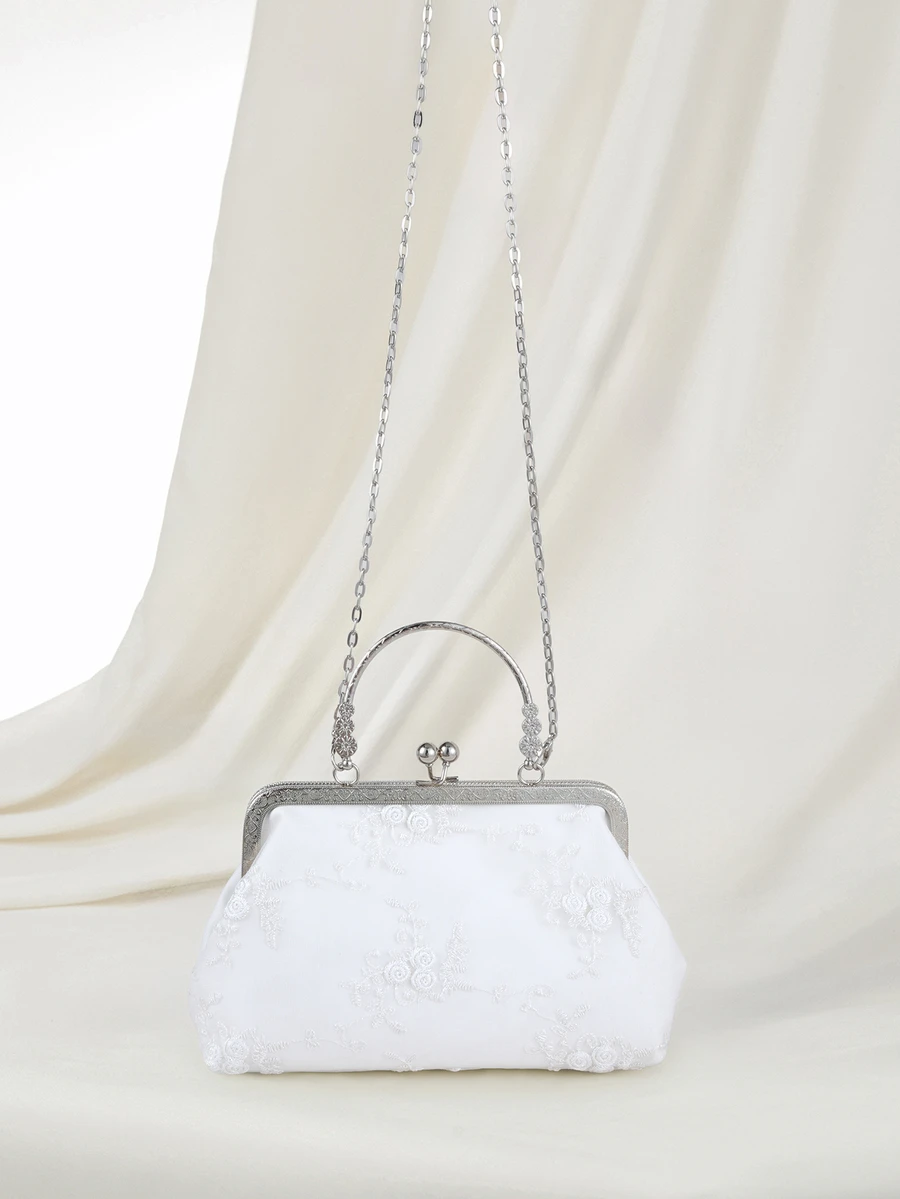Clariva Blue Lovely Lace Flower Material Handbag Shoulder Bag With Chain Women Evening Bags Clutches Bag Perfect For Party, Wedding, Prom, Dinner/Banquet, Matching With Wedding Dress,Formal Dresses, Prom Dress, Birthday Dress Suitable For Shopping, Wallet, Shopping, Young Women, College Students, Newcomers, White-Collar Workers. Very Suitable For Office, College, Work, Business, Commuting, Outdoor Activities, Travel And Outings Gifts
